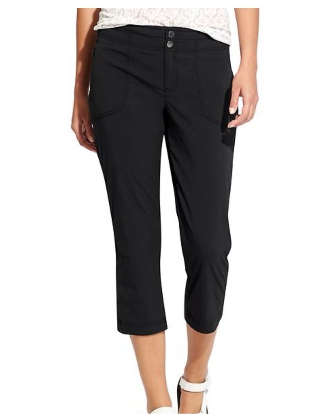 Athleta Trekkie Capri Pants Black Womens 10Hiking Outdoor Stretch gorpcore trail